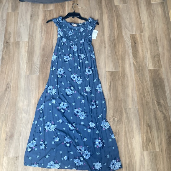 3/$33 So dress floral print off the shoulder smocked top boho long casual XS jr - Picture 14 of 17